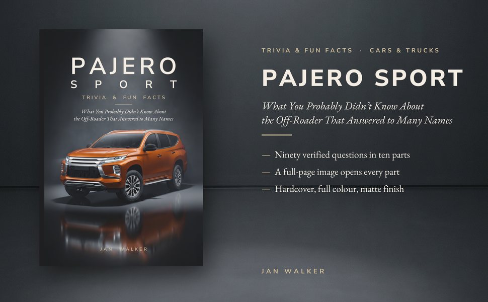 Pajero Sport Trivia & Fun Facts hardcover — front cover and features
